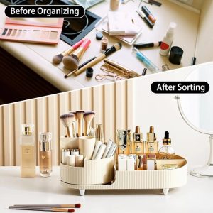 Beige 360 Rotating Brushes and Makeup Organizer - Image 4