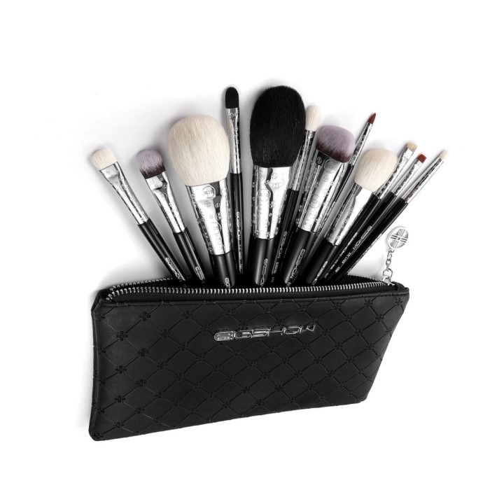 Eigshow Luxe Series Classic Makeup Brushes Set ( 12 pieces ) - Bright Silver