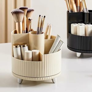 Beige Round Brushes and Makeup Organizer - Image 1